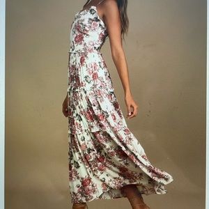 Rooting for romance cream floral print tiered maxi
